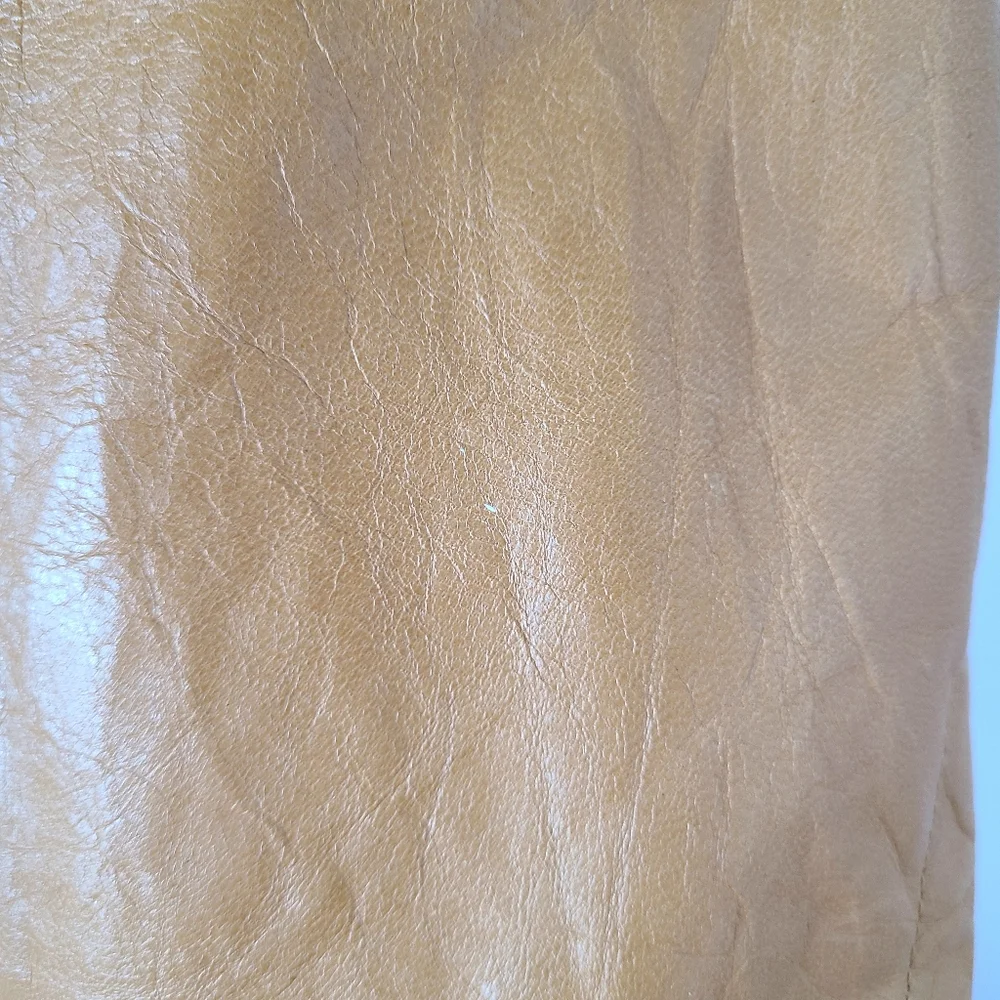 Express Y2K Tan Genuine Leather Vintage Belted Trench Coat - Picture 9 of 11